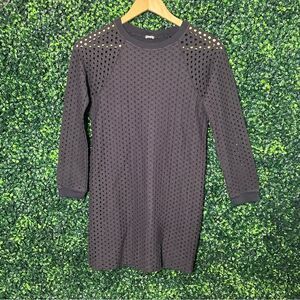 Monrow Fishnet Black Cutout Mini Dress Top Sz Small
